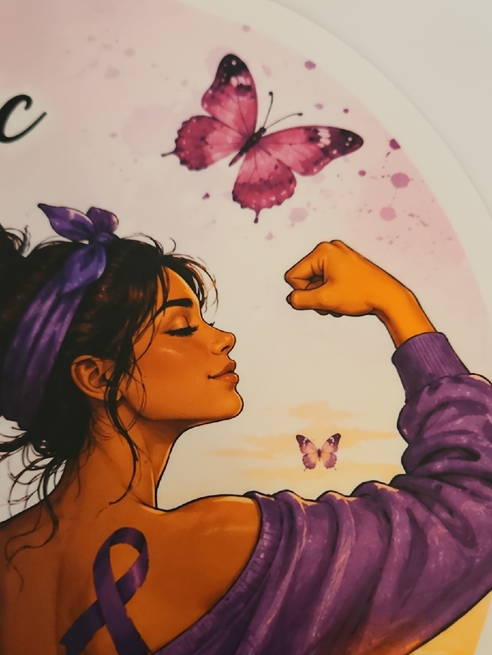 Chronic Pain Warrior DTF Transfer Iron On Applique Purple Butterfly Patch 10x10 - Picture 8 of 17